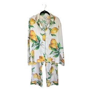 Averie Lemon Print Satin Lounge Panjama Set Size XL